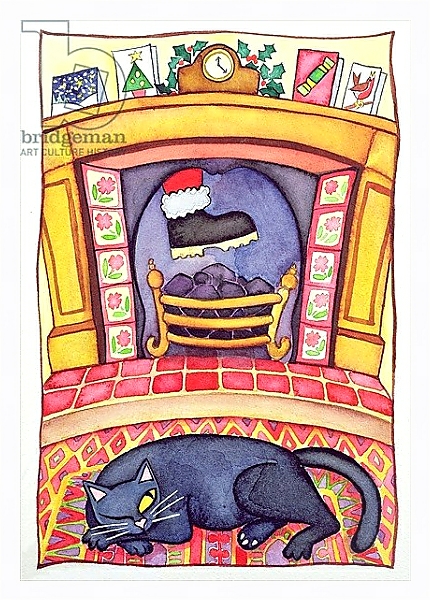 Постер Santa Arriving Down the Chimney с типом исполнения На холсте в раме в багетной раме 221-03