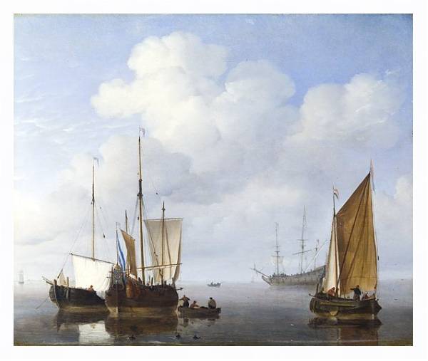Постер Голландские корабли в штиль с типом исполнения На холсте в раме в багетной раме 221-03