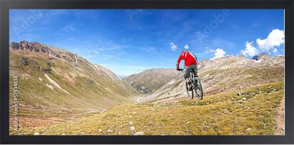 Постер Скоростной спуск на горном велосипеде с типом исполнения На холсте в раме в багетной раме 1727.8010