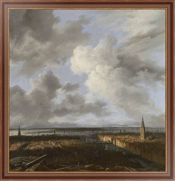 Постер Панорамный вид Амстердама с типом исполнения На холсте в раме в багетной раме 35-M719P-83