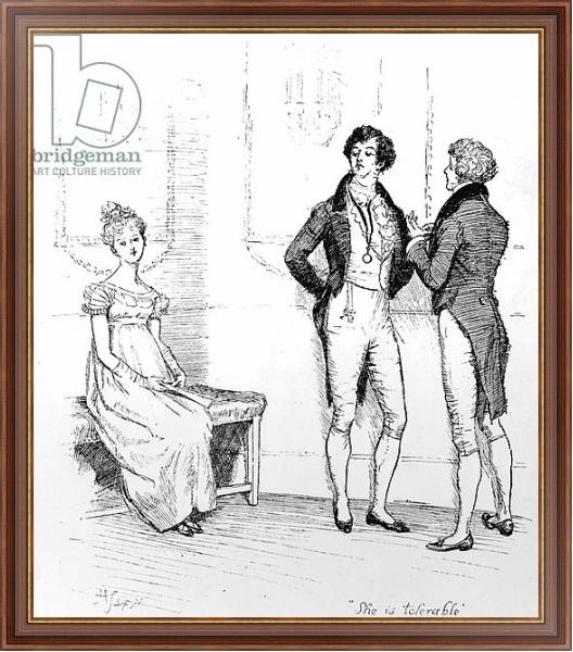 Постер 'She is tolerable', illustration from 'Pride & Prejudice' by Jane Austen, edition published in 1894 с типом исполнения На холсте в раме в багетной раме 35-M719P-83