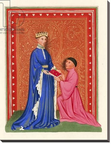 Постер Occleve Presenting his Book to Henry V, c 1410 с типом исполнения На холсте без рамы