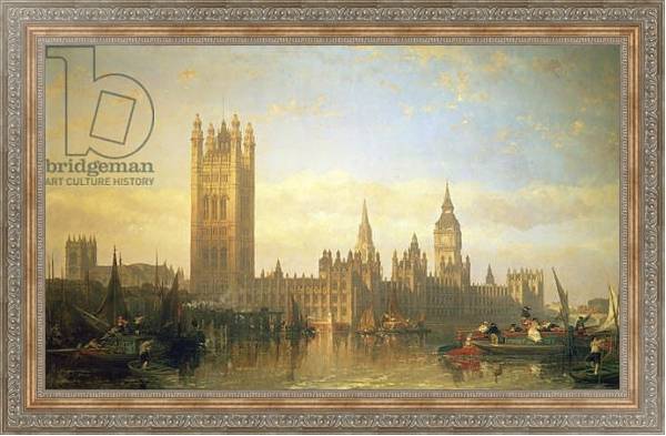 Постер New Palace of Westminster from the River Thames с типом исполнения На холсте в раме в багетной раме 484.M48.310