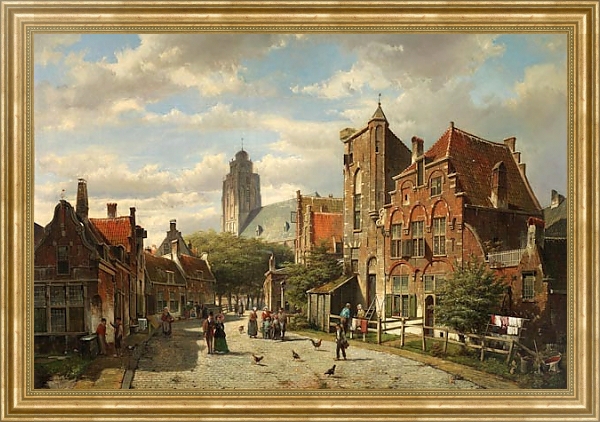 Постер Голландский городок с типом исполнения На холсте в раме в багетной раме NA033.1.051