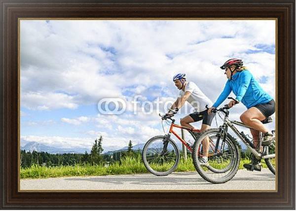 Постер Путешествие на велосипедах с типом исполнения На холсте в раме в багетной раме 1.023.151