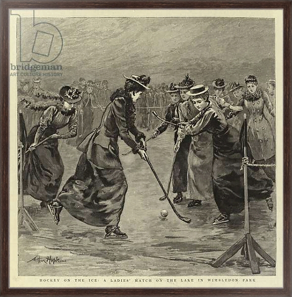 Постер Hockey on the Ice, a Ladies' Match on the Lake in Wimbledon Park с типом исполнения На холсте в раме в багетной раме 221-02