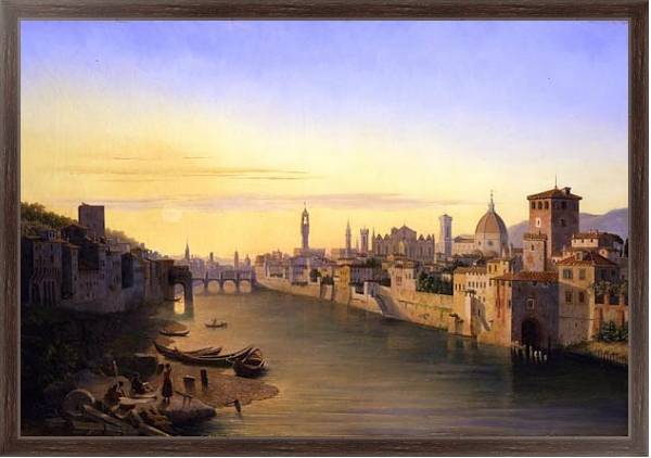 Постер Флоренция, вид на реку Арно с типом исполнения На холсте в раме в багетной раме 221-02