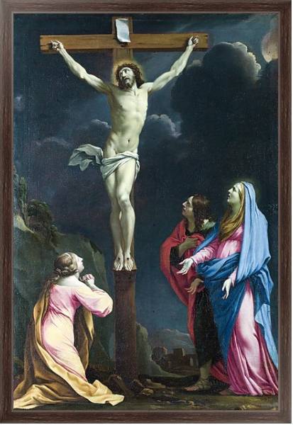 Постер Христос на кресте с Девой Марией и Святыми с типом исполнения На холсте в раме в багетной раме 221-02