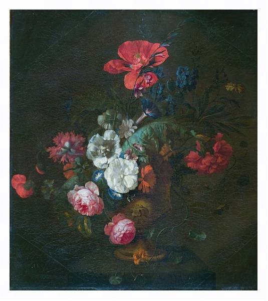 Постер Цветы в каменной вазе с типом исполнения На холсте в раме в багетной раме 221-03
