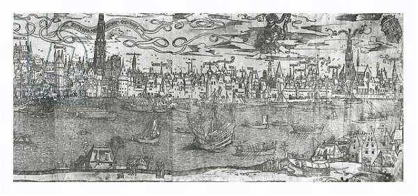 Постер View of Antwerp Harbour, detail of the right hand section, 1515-50 с типом исполнения На холсте в раме в багетной раме 221-03
