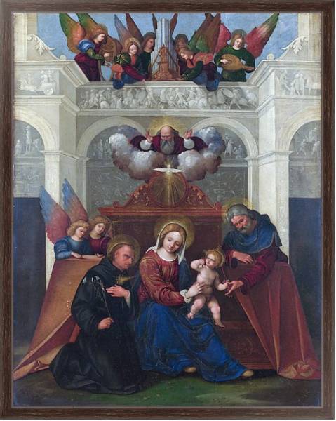 Постер Священная семья со Святым Николой из Толентино с типом исполнения На холсте в раме в багетной раме 221-02