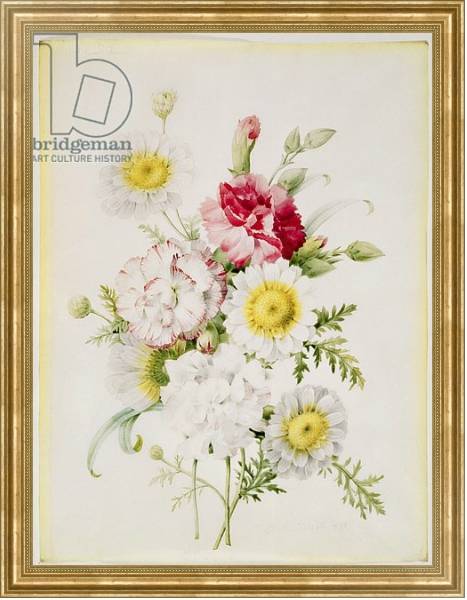 Постер Bunch of Mixed Carnations and White Marigolds, 1839 с типом исполнения На холсте в раме в багетной раме NA033.1.051
