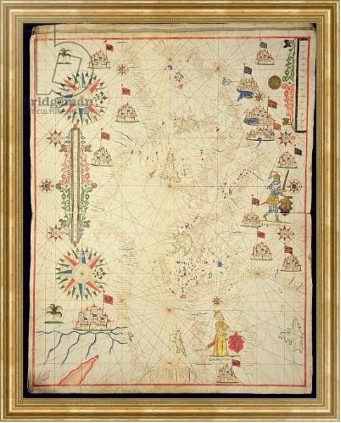 Постер The Mediterranean Basin, from a nautical atlas, 1646 с типом исполнения На холсте в раме в багетной раме NA033.1.051