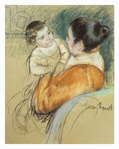 Постер Mother Louise Holding Up Her Blue-Eyed Child, с типом исполнения На холсте в раме в багетной раме 221-03