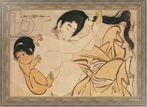 Постер Yama-Uba, the Woman of the Mountain, with Kintoki, her Baby с типом исполнения На холсте в раме в багетной раме 484.M48.310