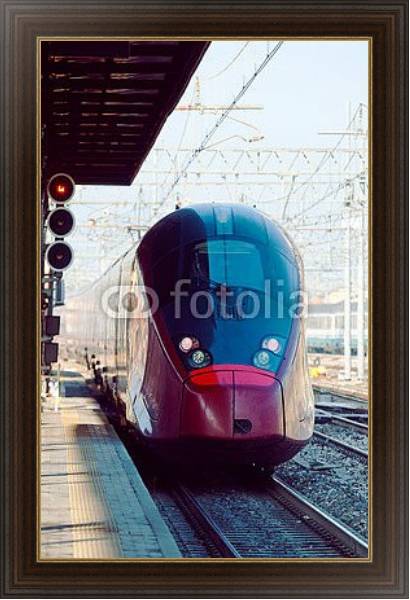 Постер Современный высокоскоростной поезд с типом исполнения На холсте в раме в багетной раме 1.023.151