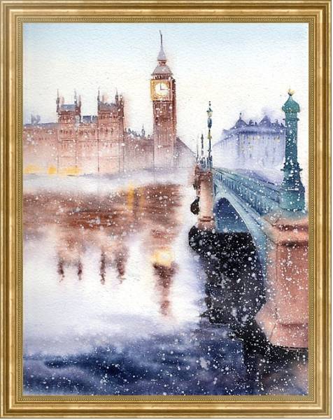 Постер Зимний Лондонский пейзаж с типом исполнения На холсте в раме в багетной раме NA033.1.051