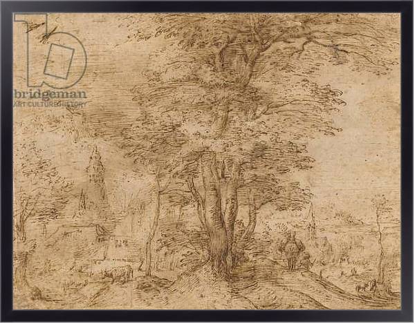 Постер A village with a group of trees and a mule, c.1552-54 с типом исполнения На холсте в раме в багетной раме 221-01