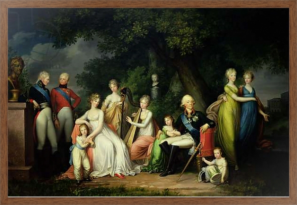 Постер Paul I, Maria Feodorovna and their Children, c.1800 с типом исполнения На холсте в раме в багетной раме 1727.4310