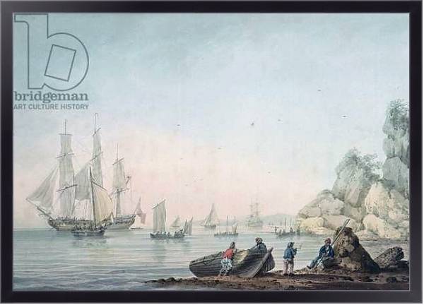 Постер Marine View, with boat and figures on a shore с типом исполнения На холсте в раме в багетной раме 221-01