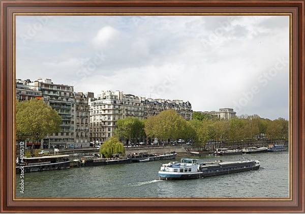 Постер Речное судно на Сене, Париж, Франция с типом исполнения На холсте в раме в багетной раме 35-M719P-83
