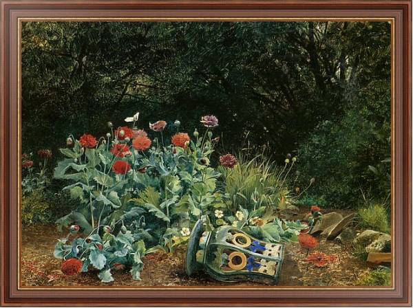 Постер Летние цветы в тихом уголке сада с типом исполнения На холсте в раме в багетной раме 35-M719P-83