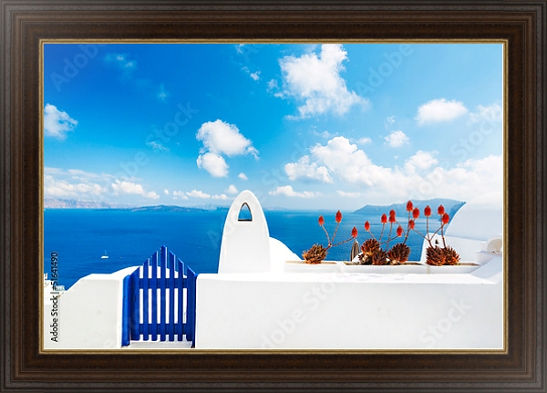 Постер Греция, Санторини 10 с типом исполнения На холсте в раме в багетной раме 1.023.151