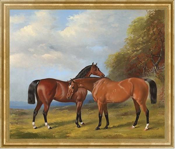 Постер Две скаковые лошади с типом исполнения На холсте в раме в багетной раме NA033.1.051