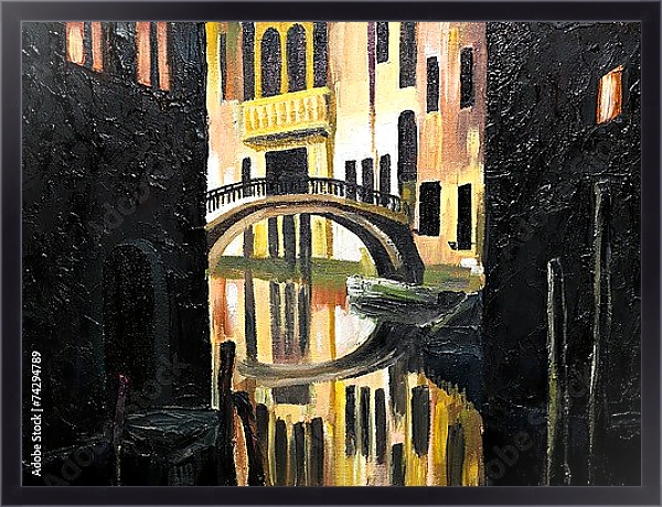 Постер Венецианский мостик с типом исполнения На холсте в раме в багетной раме 221-01