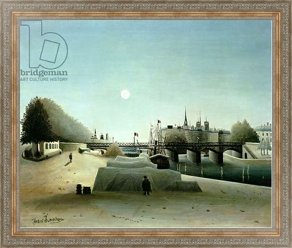 Постер A View of the Ile Saint-Louis from Port Saint-Nicolas, Evening, c.1888 с типом исполнения На холсте в раме в багетной раме 484.M48.310