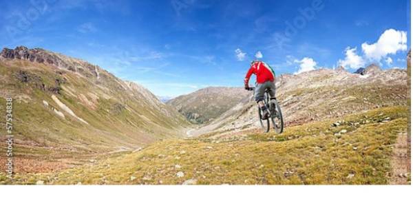 Постер Скоростной спуск на горном велосипеде с типом исполнения На холсте без рамы