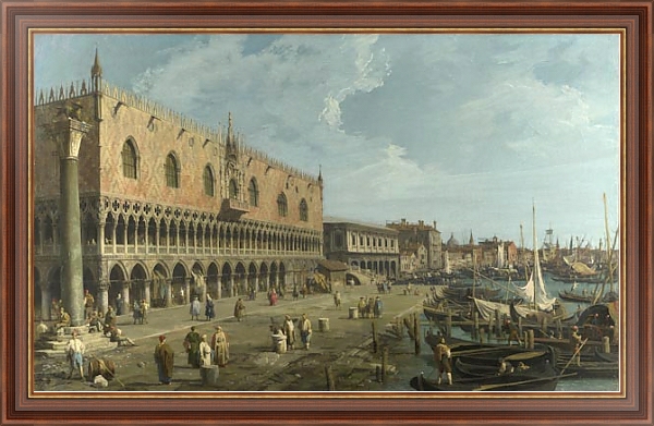 Постер Венеция - Дворец Дожей и Рива дельи Скьявони с типом исполнения На холсте в раме в багетной раме 35-M719P-83