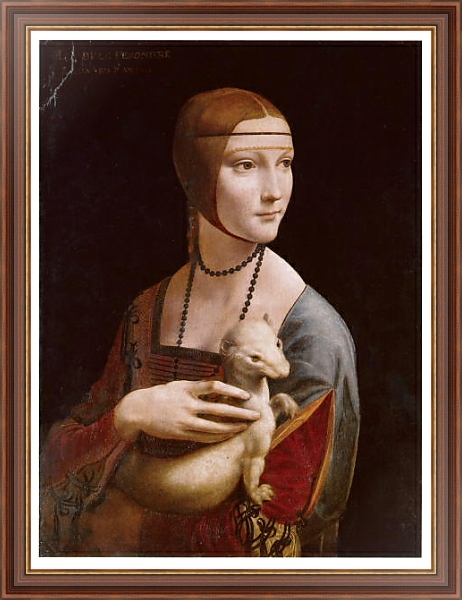 Постер Дама с горностаем с типом исполнения На холсте в раме в багетной раме 35-M719P-83