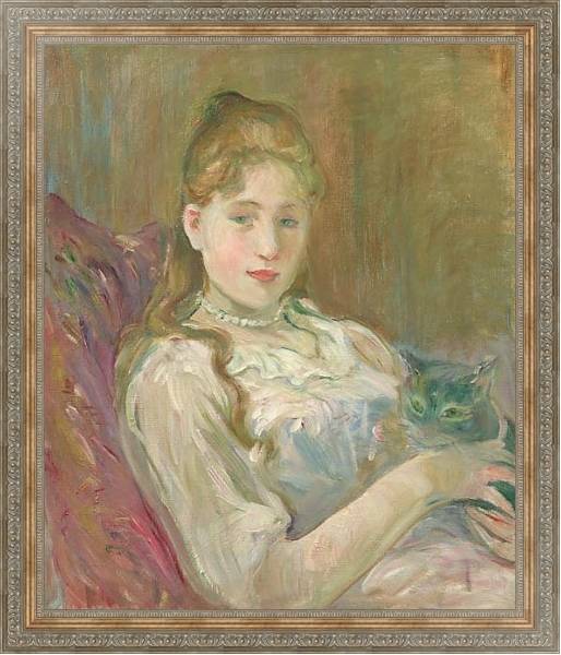 Постер Jeune fille au chat с типом исполнения На холсте в раме в багетной раме 484.M48.310