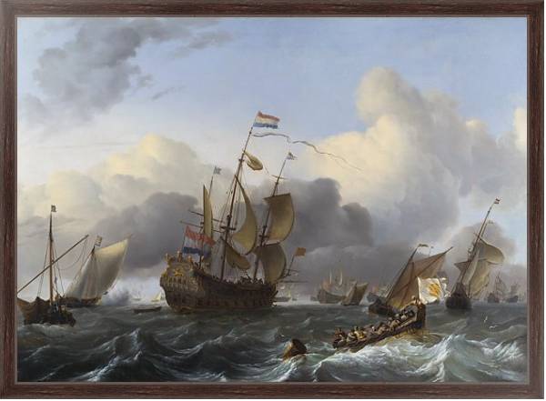 Постер The Eendracht and a Fleet of Dutch Men-of-war с типом исполнения На холсте в раме в багетной раме 221-02