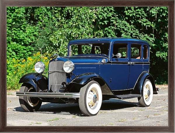 Постер Ford Model B Deluxe Fordor Sedan '1932 с типом исполнения На холсте в раме в багетной раме 221-02