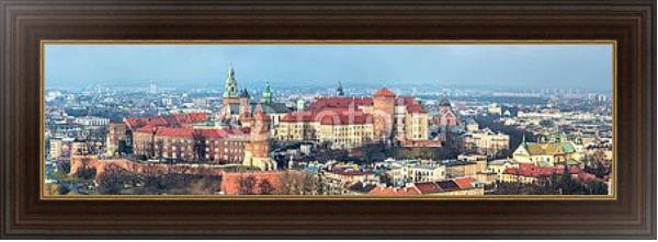 Постер Польша, Краков. Панорама Королевского замка с типом исполнения На холсте в раме в багетной раме 1.023.151