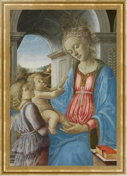 Постер Дева Мария с младенцем и ангелом с типом исполнения На холсте в раме в багетной раме NA033.1.051