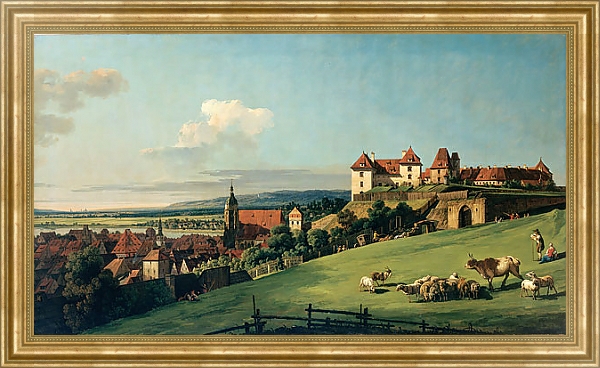Постер Вид Пирны от замка Зонненштайн с типом исполнения На холсте в раме в багетной раме NA033.1.051