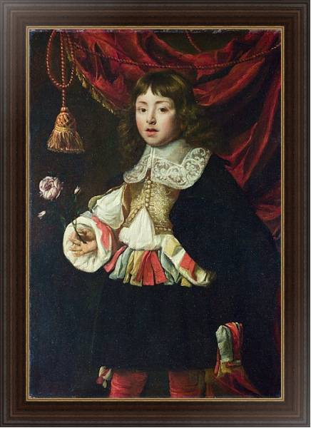 Постер Портрет мальчика, держащего розу с типом исполнения На холсте в раме в багетной раме 1.023.151