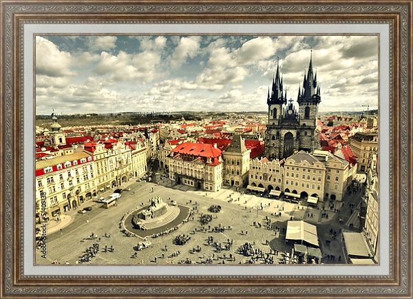 Постер Прага. Старый город с типом исполнения На холсте в раме в багетной раме 595.M52.330