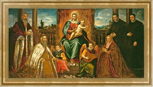 Постер Doge Alvise Mocenigo and Family before the Madonna and Child, c.1573 с типом исполнения На холсте в раме в багетной раме NA033.1.051