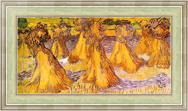 Постер Поле с пшеничными скирдами с типом исполнения На холсте в раме в багетной раме NA053.0.113