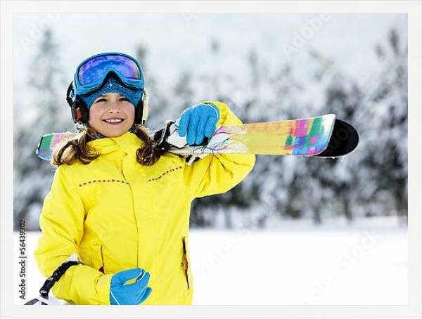 Постер Лыжница в ярком костюме с типом исполнения На холсте в раме в багетной раме 1727.7010