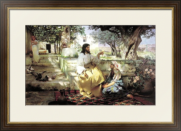 Постер Христос у Марфы и Марии. 1886 с типом исполнения Под стеклом в багетной раме 1.023.036