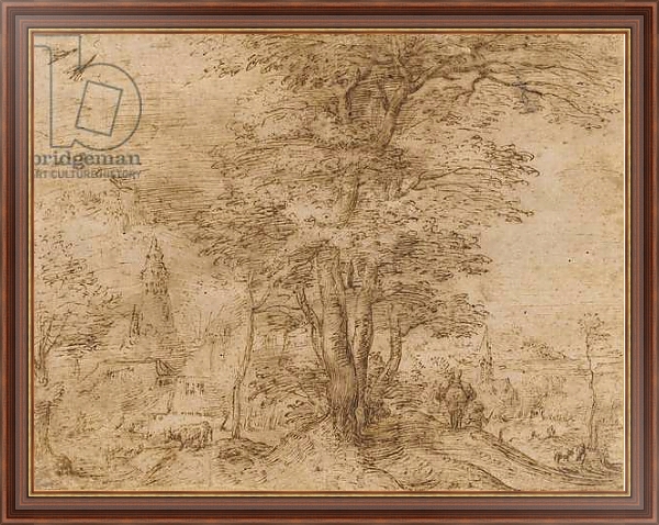 Постер A village with a group of trees and a mule, c.1552-54 с типом исполнения На холсте в раме в багетной раме 35-M719P-83
