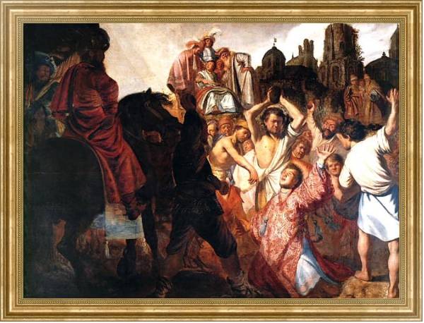 Постер Побиение камнями св. Стефана с типом исполнения На холсте в раме в багетной раме NA033.1.051