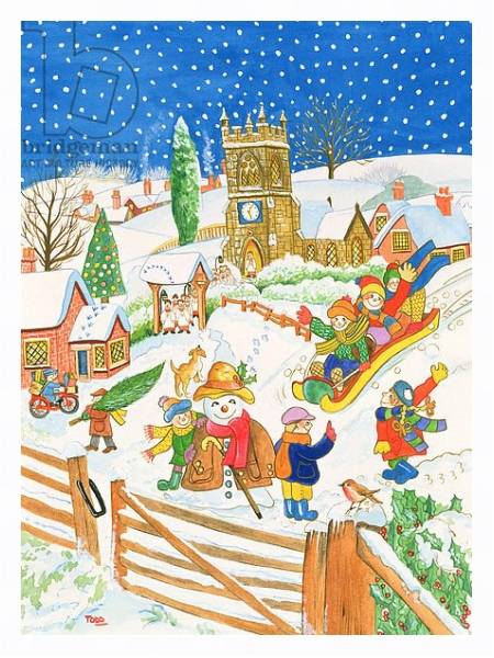 Постер Christmas Eve in the Village 2 с типом исполнения На холсте в раме в багетной раме 221-03