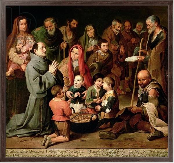 Постер St. Diego of Alcala Giving Food to the Poor, 1645-46 с типом исполнения На холсте в раме в багетной раме 221-02