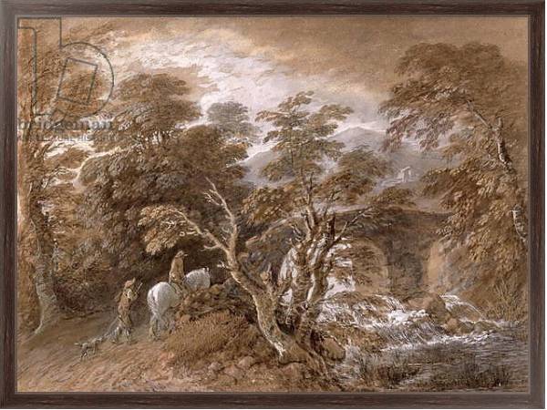 Постер A Woodland Pool with Rocks and Plants, c.1765-70 с типом исполнения На холсте в раме в багетной раме 221-02